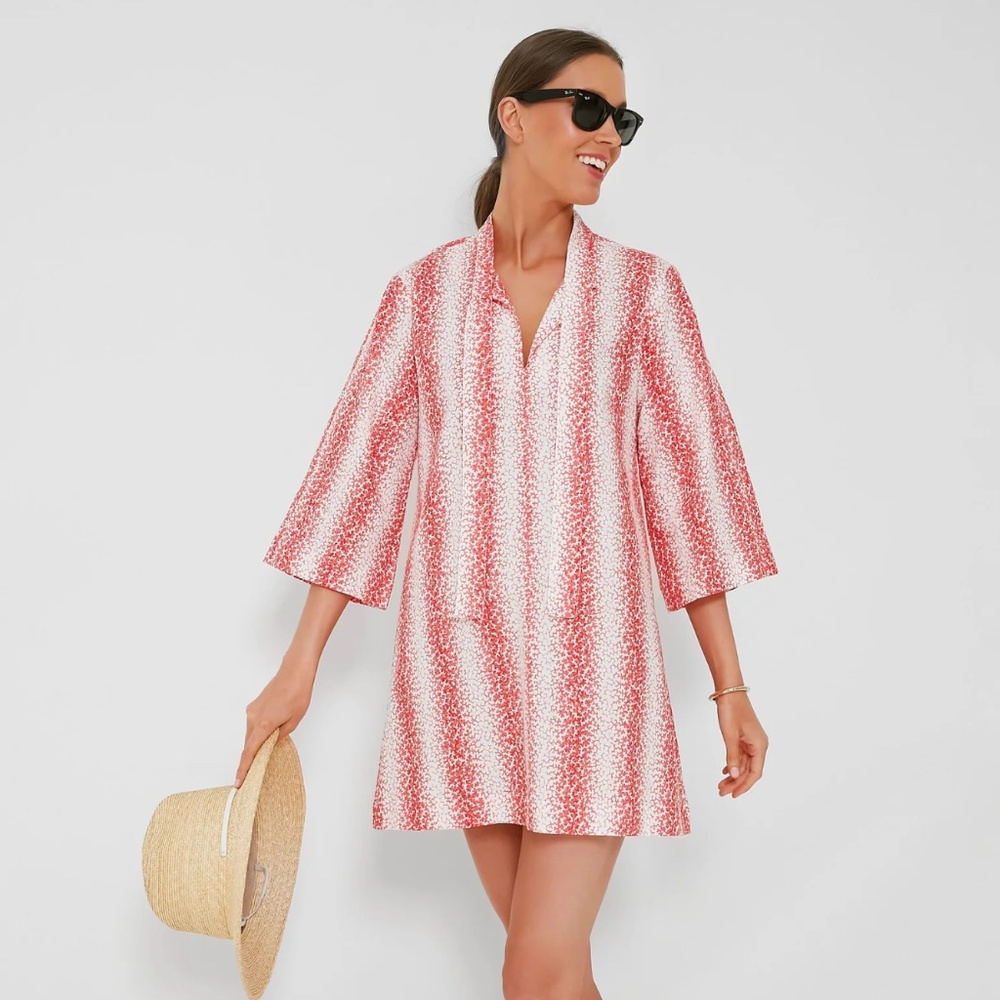 Tuckernuck Speckled Coral Poplin Marseille Caftan NWT Size XL